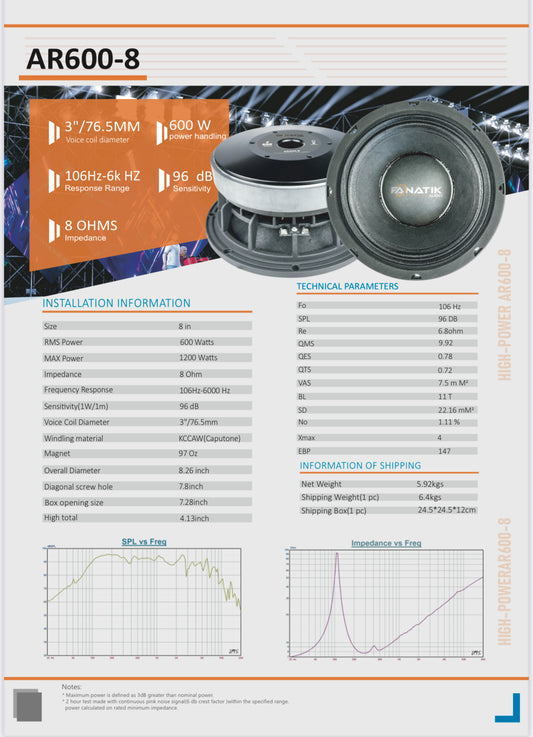 8” midbass speaker